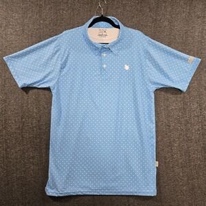 Saxxon Oak Men's Large Light Blue White Dot Pattern Casual Golf Polo Performance